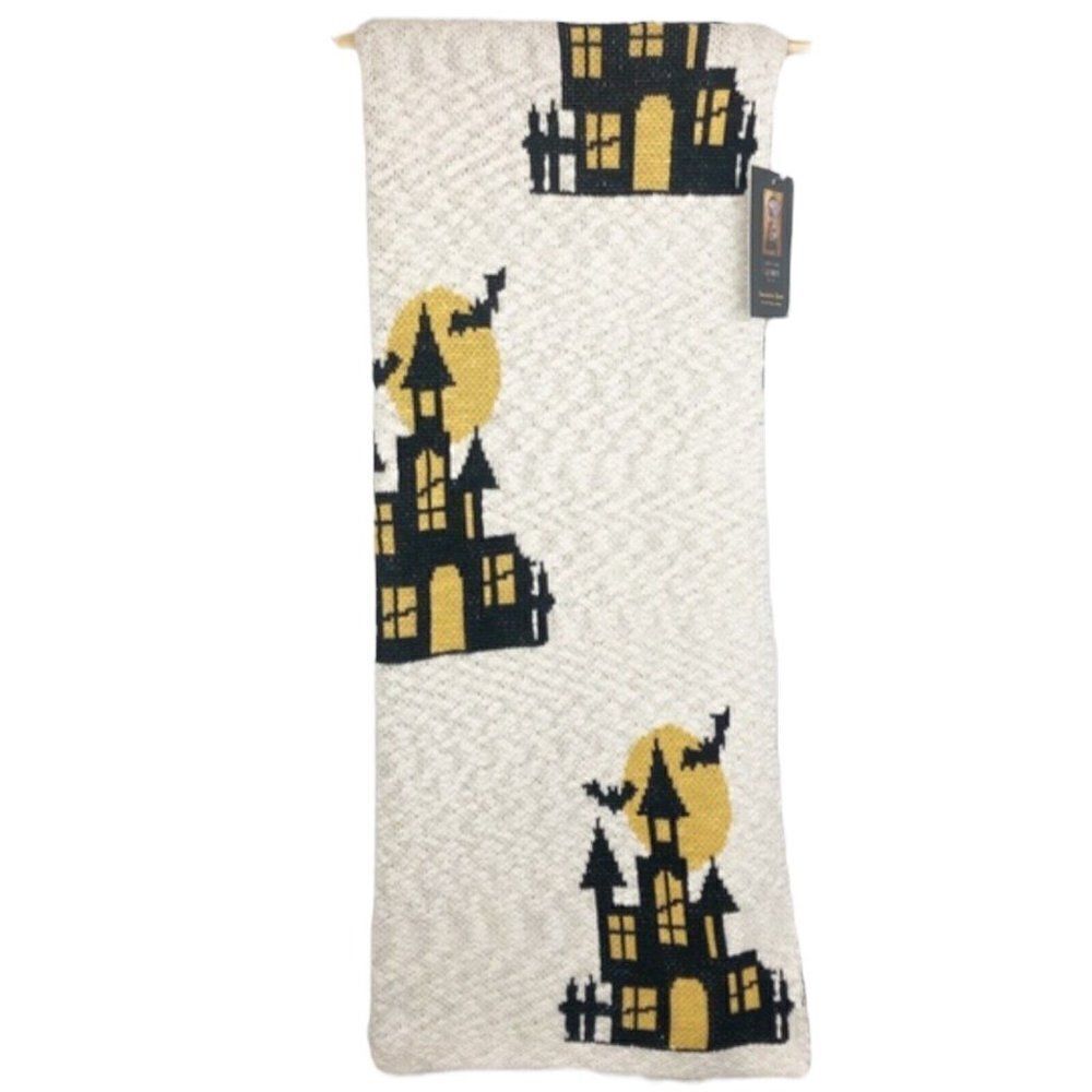 Cynthia Rowley Halloween‎ Haunted Houses Glitter Throw Blanket 50" x 60" Mansion
